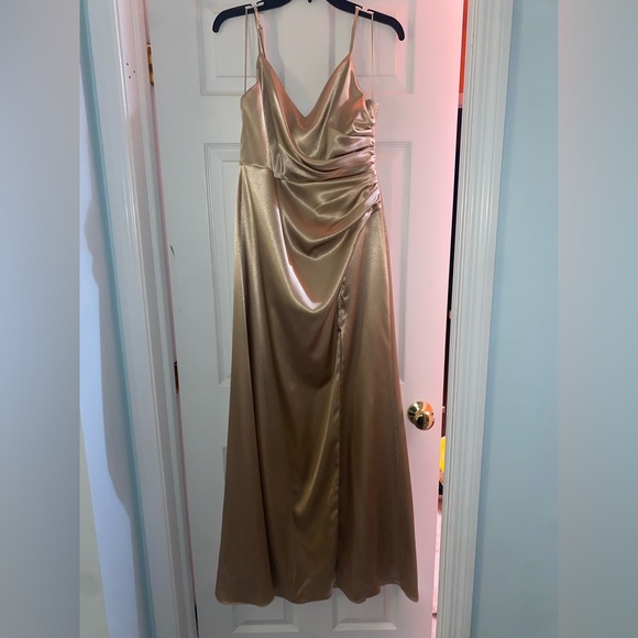 Birdy Grey - Catherine Shiny Satin Dress (Gold) bridesmaid - Picture 3 of 5